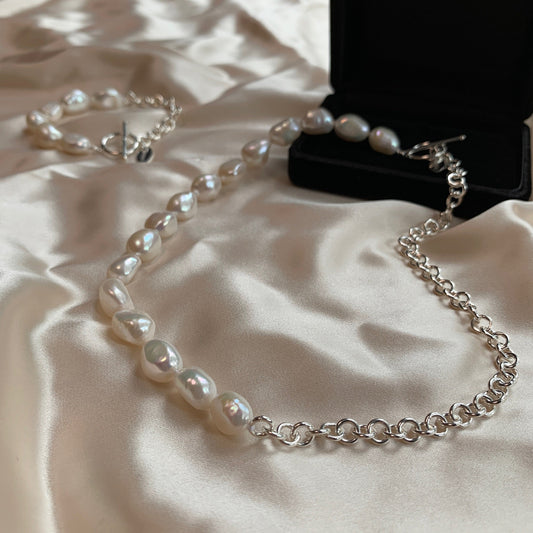 Half Half Freshwater Baroque Pearl Necklace