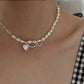 Baroque Pearl Necklace With Silver Heart