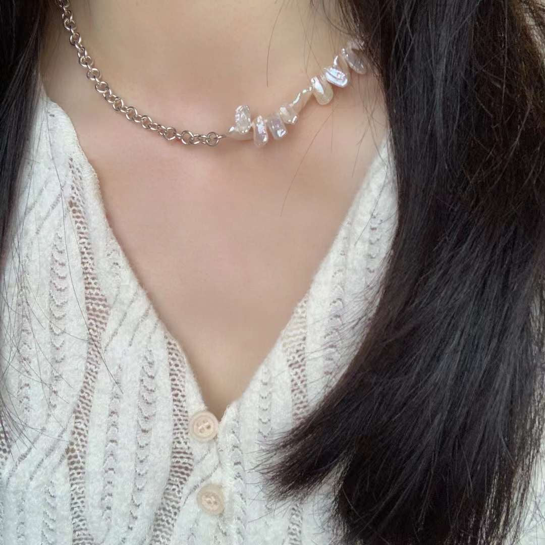Half Half Freshwater Baroque Pearl Necklace