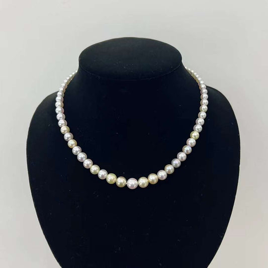 Natural Tricolor Akoya Pearl Necklace